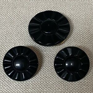 Ginnie Johansen Black Deco Scarf Pin & Earrings Set Clip On Signed Vintage READ